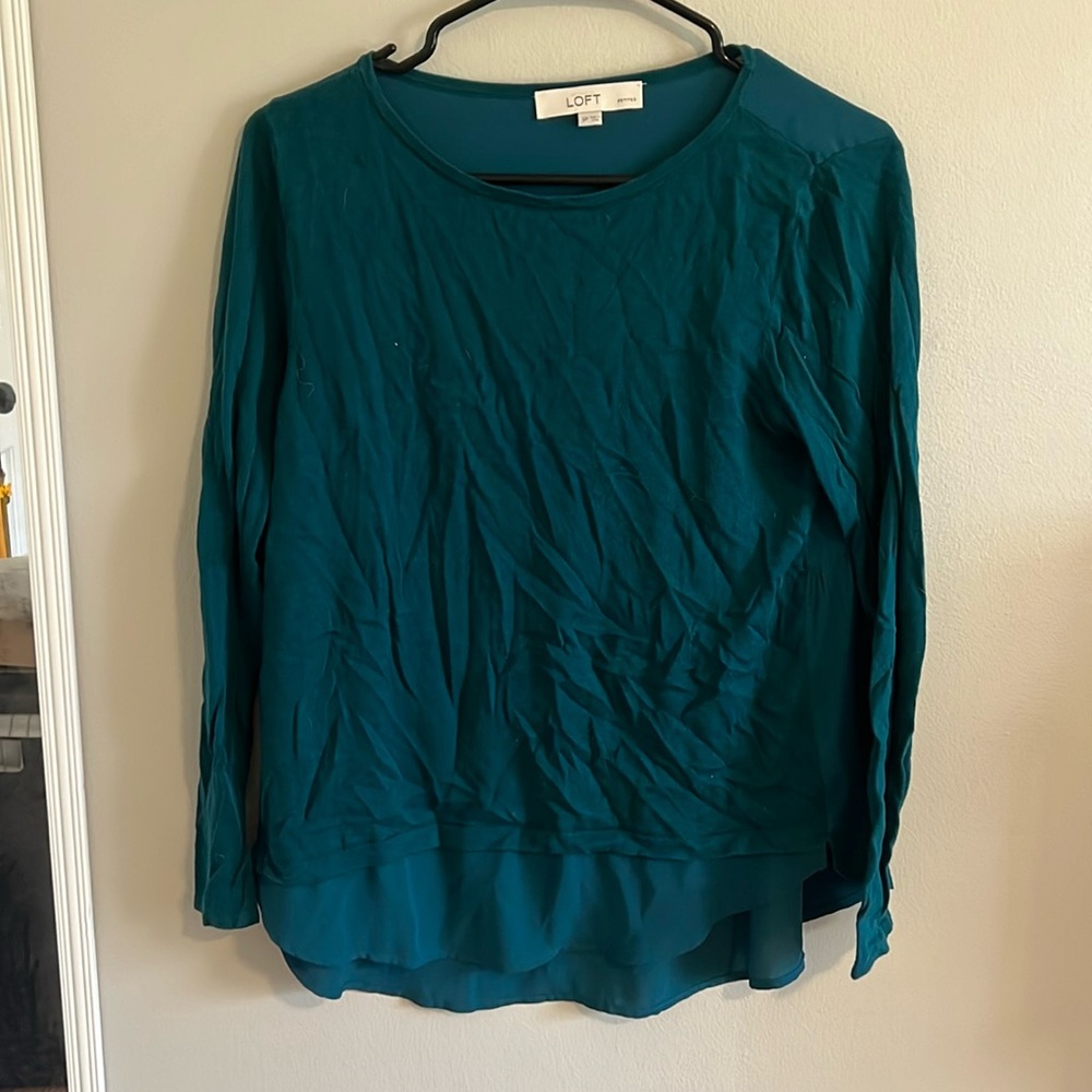 LOFT long sleeve teal top